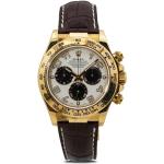 Kronograf Hållbara Vita Automatiska Pojkarmbandsur från Rolex med Skruvad krona Arabiska siffror med med rund urtavla i Gult guld 