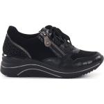Svarta Sneakers med kilklack från Rieker Remonte på rea med Uttagbara sulor med Klackhöjd 5cm till 7cm för Breda fötter i Textil för Damer 