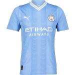 Ljusblåa Manchester City Fotbollströjor från Puma på rea i Storlek L i Jerseytyg för Herrar 