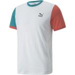 Blockfärgade Vita T-shirts med tryck från Puma på rea i Storlek L i Bomull för Herrar 