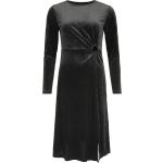 QED London - Rockabilly Halvlång klänning - Velvet Keyhole Side Split Dress - XS XL - för Dam - svart