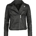 QED London - Rockabilly Konstläderjacka - PU Classic Faux Leather Jacket - XS M - för Dam - svart