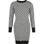 QED London - Rockabilly Kort klänning - Chess Square Monochrome Knitted Dress - S-M - för Dam - svart/vit