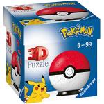 Ravensburger 3D-pussel 11256 – Pusselboll Pokémon Pokéballs – Pokéball Classic 11256 – 54 delar – för Pokémon fans från 6 år