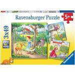 Ravensburger Barnpussel – 08051 Rapunzel, Rödluvan och grodkungen – pussel för barn från 5 år, med 3 x 49 delar