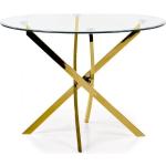 Guldiga Matbord i glas från Skånska Möbelhuset med diameter 100cm i Glas 