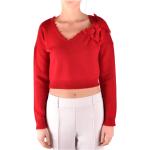 Casual Röda Långärmade Stickade tröjor från REDValentino på rea med V-ringning för Damer 