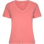 Rosa Kortärmade Kortärmade T-shirts från Gant Sunfaded i Storlek XS med V-ringning 