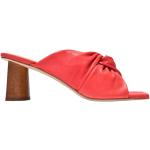 Sommar Röda Slip in-sandaler på rea med Fyrkantig tå med Klackhöjd 5cm till 7cm i Läder för Damer 