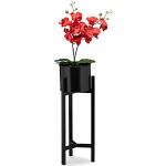 Blommiga Svarta Trädgårdskrukor från Relaxdays 1 del i Metall - 60 cm 