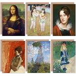 Renoir Monet Degas Peale Da Vinci Mona Lisa porträtt blandad fin konst gratulationskort paket med 6