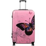 Resväska - Rosa fjäril - Stor hard case resväska - Lättrullade hjul