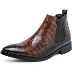 Retro Svarta Ankle-boots med spetsig tå i Läder för Herrar 