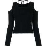 Svarta Ribbstickade tröjor från Versace Versace Jeans på rea med Fyrkantsringning för Damer 