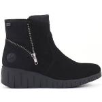 Svarta Ankle-boots från Rieker på rea Vattenavvisande med Kilklack i Fleece för Damer 
