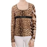 Leopard-mönstrade Bruna Långärmade Långärmade blusar från Roberto Cavalli på rea med Rund ringning för Damer 