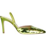 Gröna Slip in-sandaler med paljetter från Roberto Festa Halksäkra med Klackhöjd 7cm till 9cm i Satin för Damer 