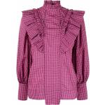 Ekologiska Rutiga Rosa Långärmade Långärmade blusar med puffärm från Ganni på rea i Storlek L för Damer 