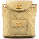 Vintage Hållbara Guldiga Ryggsäckar från Chanel på rea i Läder för Damer 