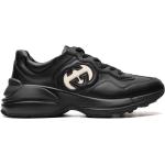 Svarta Låga sneakers från Gucci Rhyton med Snörning i Läder för Herrar 