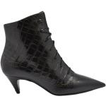 Svarta Ankle-boots från Saint Laurent Paris på rea med Snörning med Klackhöjd 5cm till 7cm i Läder för Damer 