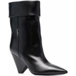 Svarta Ankle-boots i Läder för Damer 