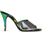 Blommiga Gröna Slip in-sandaler från Saint Laurent Paris på rea med öppen tå med Klackhöjd över 9cm i Canvas för Damer 