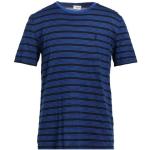 Randiga Blåa Kortärmade Kortärmade T-shirts från Saint Laurent Paris i Storlek L i Jerseytyg för Herrar 