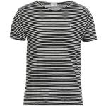 Randiga Svarta Kortärmade Kortärmade T-shirts från Saint Laurent Paris i Storlek L i Jerseytyg för Herrar 