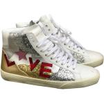Hållbara Vita Höga sneakers med glitter i Läder för Damer 