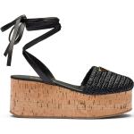 Svarta Sandaletter med kilklack från Prada i storlek 40 med Kilklack med rundad tå i Läder för Damer 