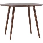 Minimalistiska Mörkbruna Runda matbord från Skånska Möbelhuset Sanford med diameter 100cm i Valnöt 