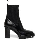 Hålmönstrade Svarta Ankle-boots i Läder för Damer 