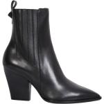 Svarta Ankle-boots med Blockklack med Slip-on med spetsig tå med Klackhöjd 7cm till 9cm i Gummi för Damer 