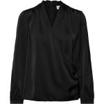 Svarta Långärmade Långärmade blusar från Calvin Klein i Storlek XS med V-ringning i Satin för Damer 