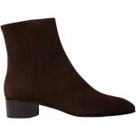 Mörkbruna Ankle-boots från Scarosso med rundad tå med Klackhöjd 3cm till 5cm i Mocka för Damer 