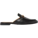 Svarta Slip in-sandaler med Klackhöjd till 3cm i Kalvskinn för Damer 