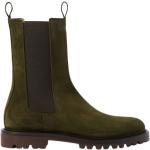 Streetwear Gröna Chelsea-boots med Chunky med Klackhöjd 3cm till 5cm i Mocka för Herrar 
