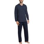Randiga Mörkblåa Pyjamaströjor från Schiesser med V-ringning i Bomull för Herrar 