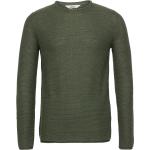 Sdjarah 62100 Knit Pullover Tops Knitwear Round Necks Khaki Green Solid
