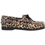 Leopard-mönstrade Beige Loafers från Sebago i storlek 36 med rundad tå i Mjukt läder för Damer 