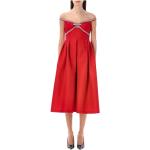Vadlånga Röda Plisserade klänningar med glitter på rea i Storlek M i Polyester för Damer 