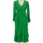 Vadlånga Gröna V-ringade klänningar med V-ringning i Chiffong för Damer 