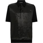 Svarta Kortärmade Kortärmade pikétröjor med paljetter från Dolce & Gabbana i Storlek XXL för Herrar 