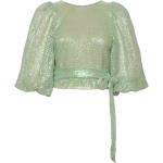 Gröna Kortärmade Kortärmade blusar med paljetter från By Ti Mo i Storlek M för Damer 