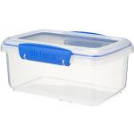 Sistema KLIP IT Matförvaringsbehållare | Stapelbar behållare för matberedning med lock | 1 l | BPA-fri | blå klämmor | 1 styck