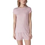 Sportiga Sommar Hållbara Randiga Rosa Oeko-Tex Pyjamasshorts från Skiny i Storlek XL i Jerseytyg för Damer 