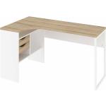 Hörnskrivbord Praxia Plus 145 cm med Förvaring Lådor + Hyllo - Ekfärg/Vit
