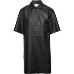 Slfberta 2/4 Short Leather Dress B Kort Klänning Black Selected Femme
