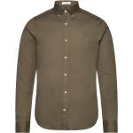 Casual Khaki Oxford-skjortor från Gant i Storlek S 